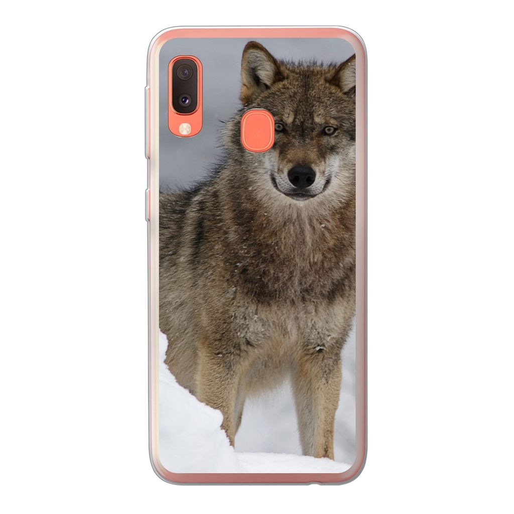 MuchoWow Handyhülle Schutzhülle Hülle für Samsung Galaxy A20e Wolf - Schnee - Tiere Silikon Softcase Handy Hülle - Abdeckung