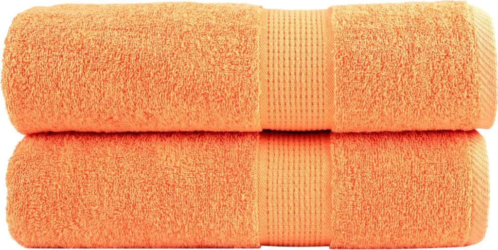 Set 2 Teli Doccia SOLUND Arancione 600g/m² | Qualità Alberghiera 100x150