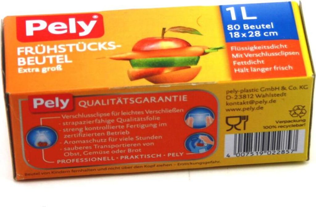 Pely Frühstücksbeutel 1L 80 Beutel Frischhaltebeutel Butterbrot extra groß