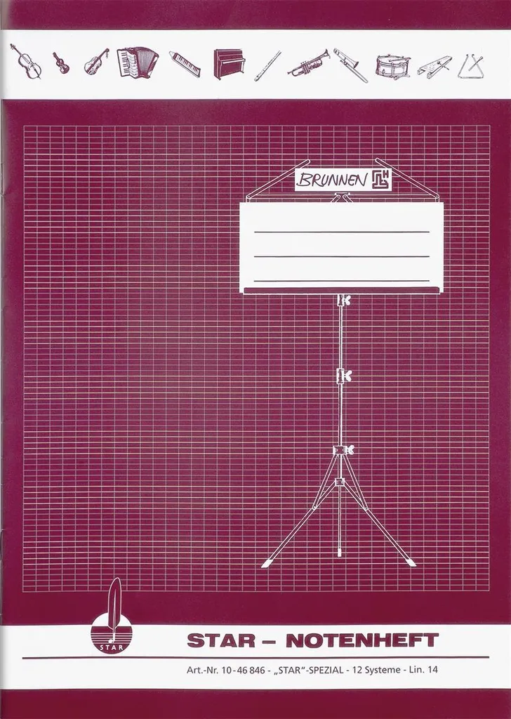 Cahier de Musique A4 pour École et Conservatoire - BRUNNEN Star (X25)