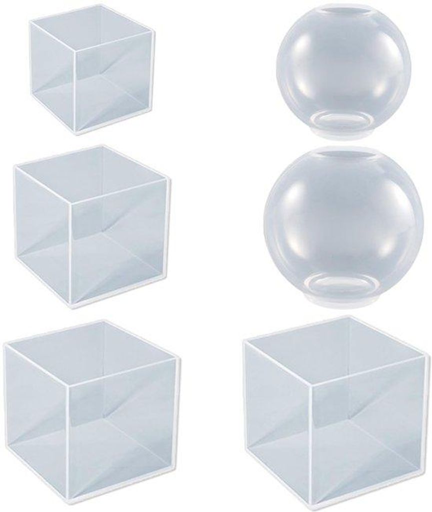 Silikon-Mallen-Satz - Transparente Kugeln und Würfel - 6 Stück