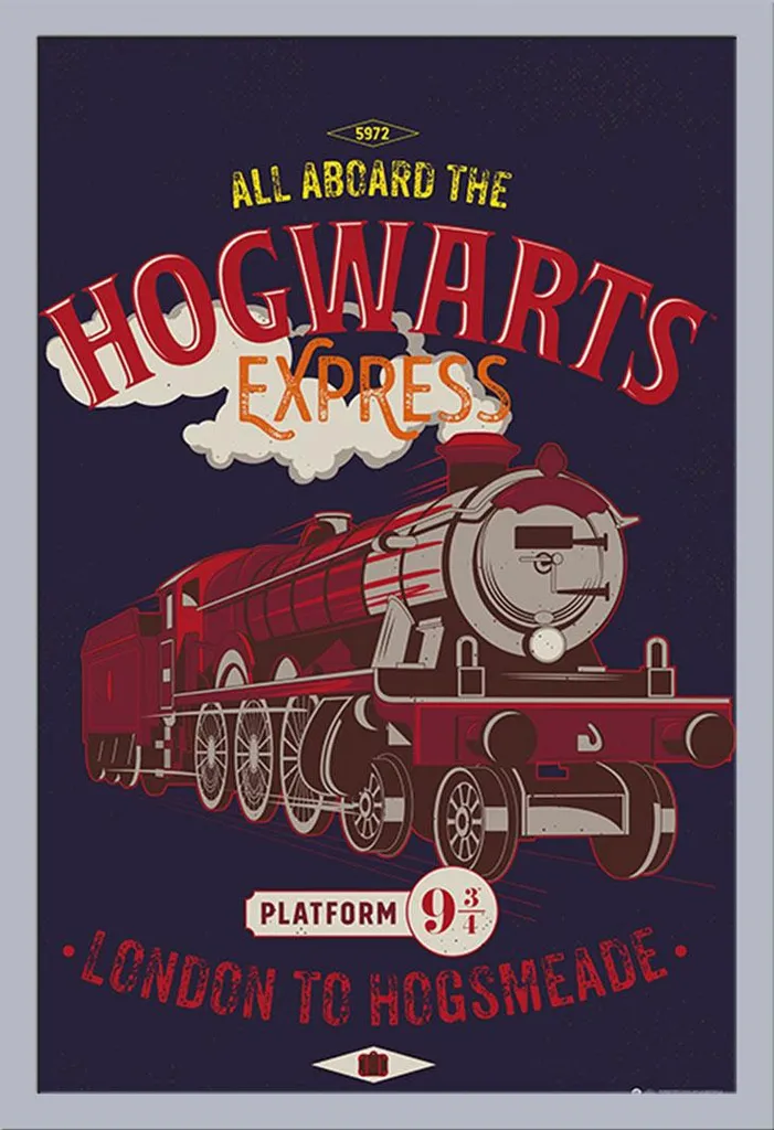 Harry Potter - Poster - Motori magici + cornice rimovibile, Shinsuke® Maxi MDF argento, disco acrilico