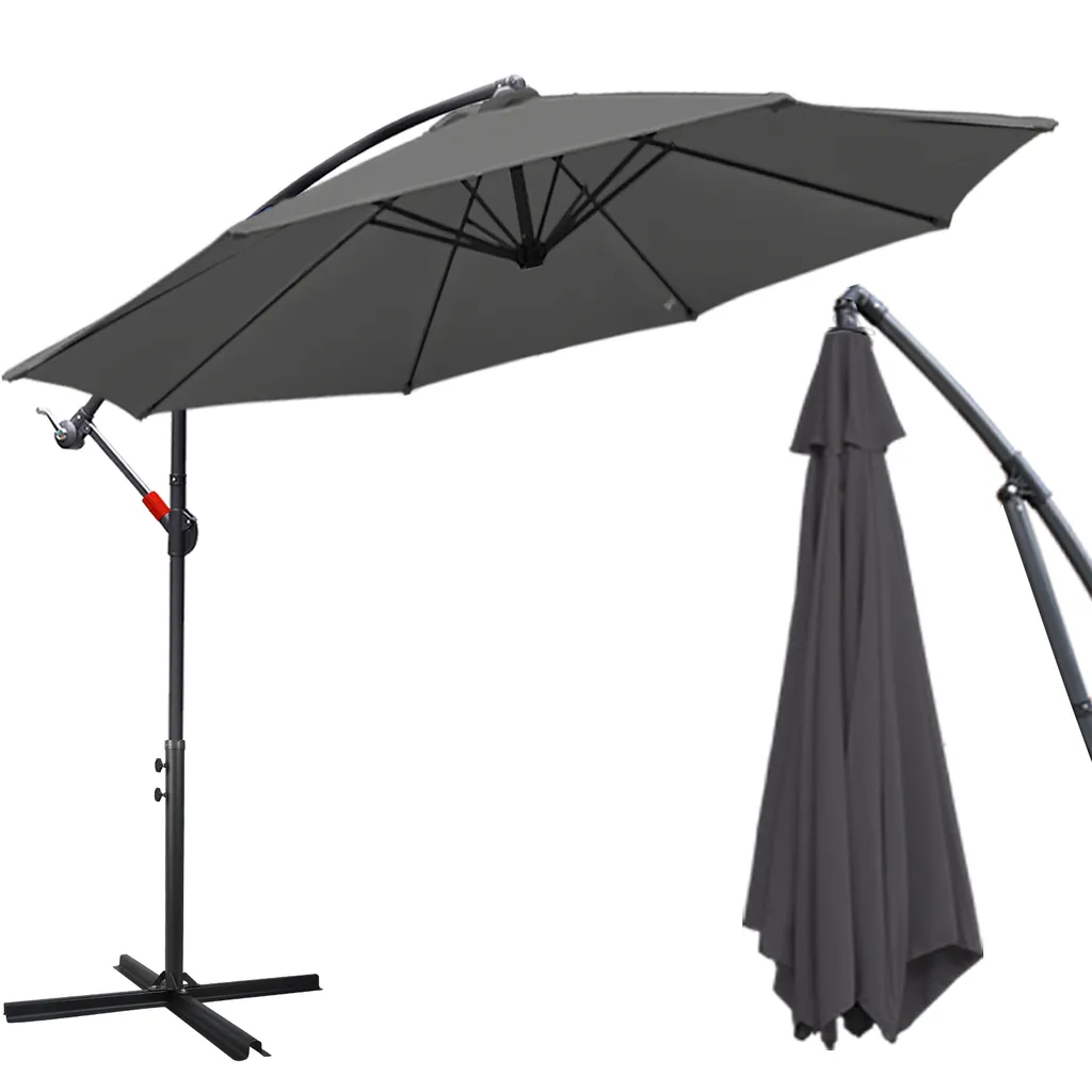Ombrellone Decentrato TolleTour 3,5m Grigio UV30+ per Terrazza e Balcone