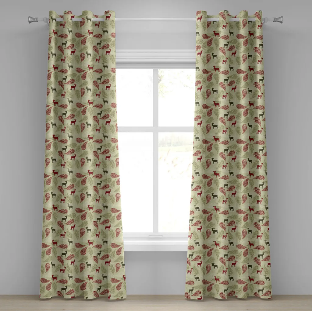 Rideau Design Tribal Abstrait en Tissu Vert Olive avec Œillets 280x175