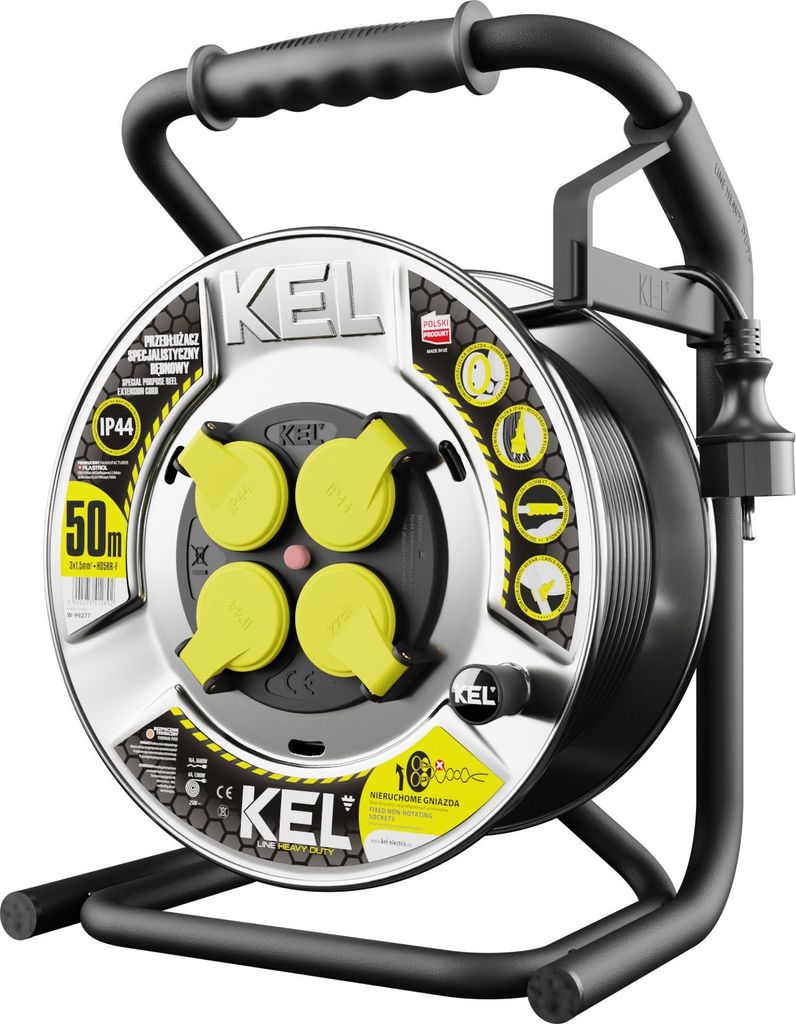 Plastro lKabeltrommel HEAVY LINE; 4x2p+Z; IP44; 16A; H05RR-F; 3x1,5; 50m; Bohnenkraut (W-99277)