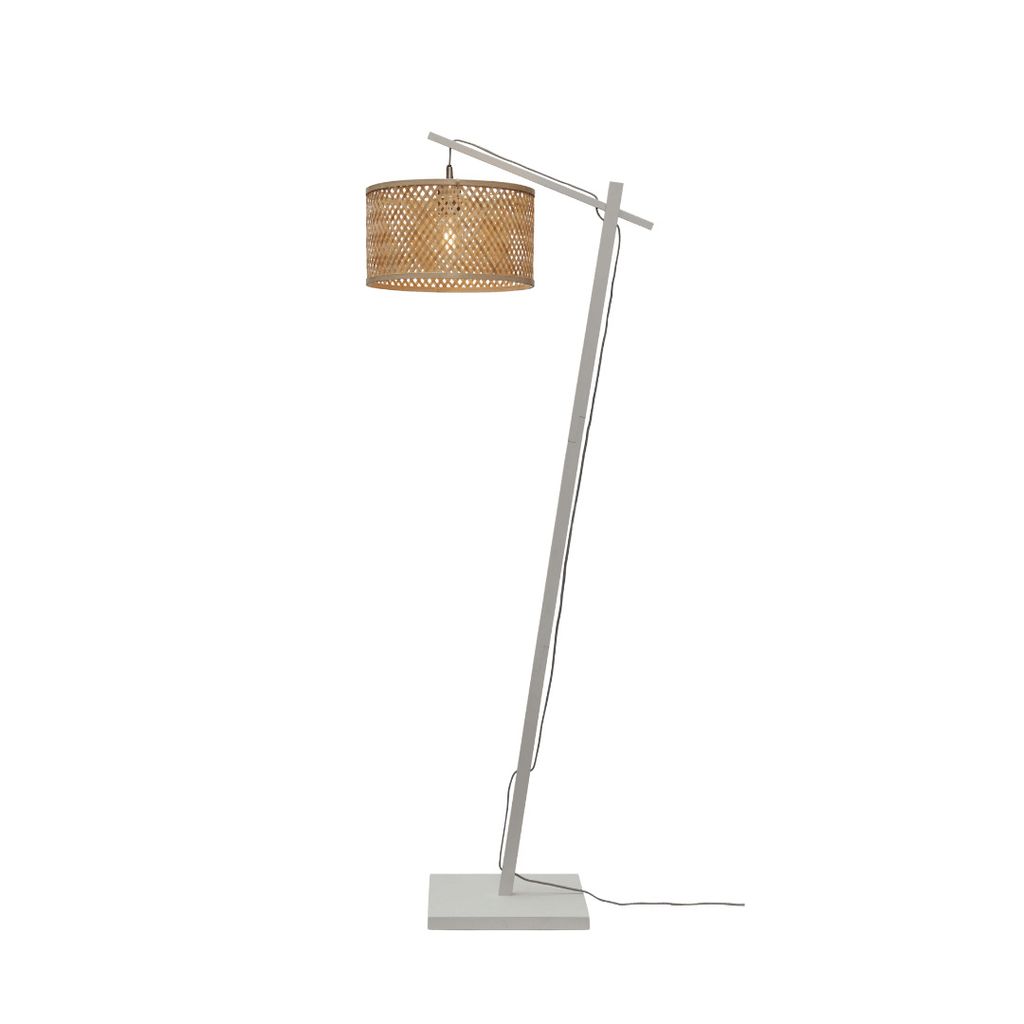 GOOD&MOJO - Stehleuchte Java - Bambus Weiß/Natürlich - 58x32x150cm für Wohnzimmer, Schlafzimmer