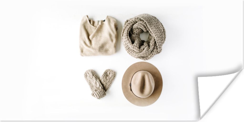 MuchoWow Poster Winter - Kleidung - Handschuhe 120x60 cm - Bild
