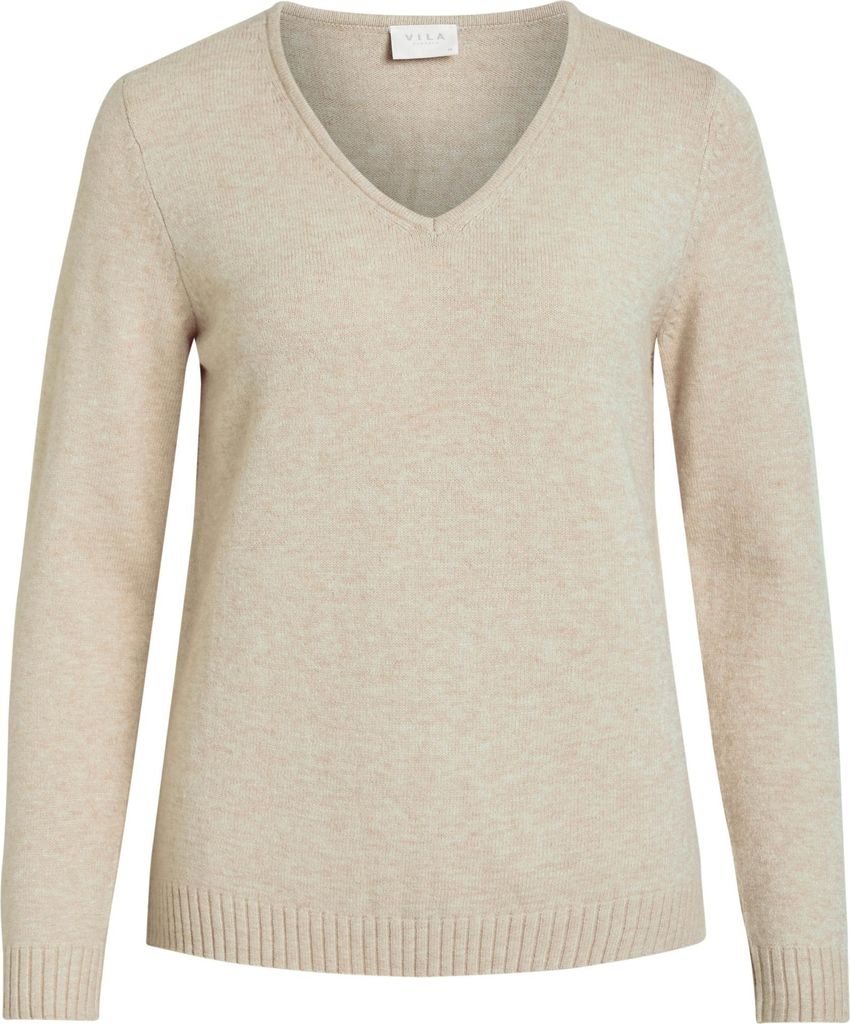 VILA Dünner Strickpullover Knitted Basic Stretch Sweater Langarm V-Neck VIRIL Größe: XL