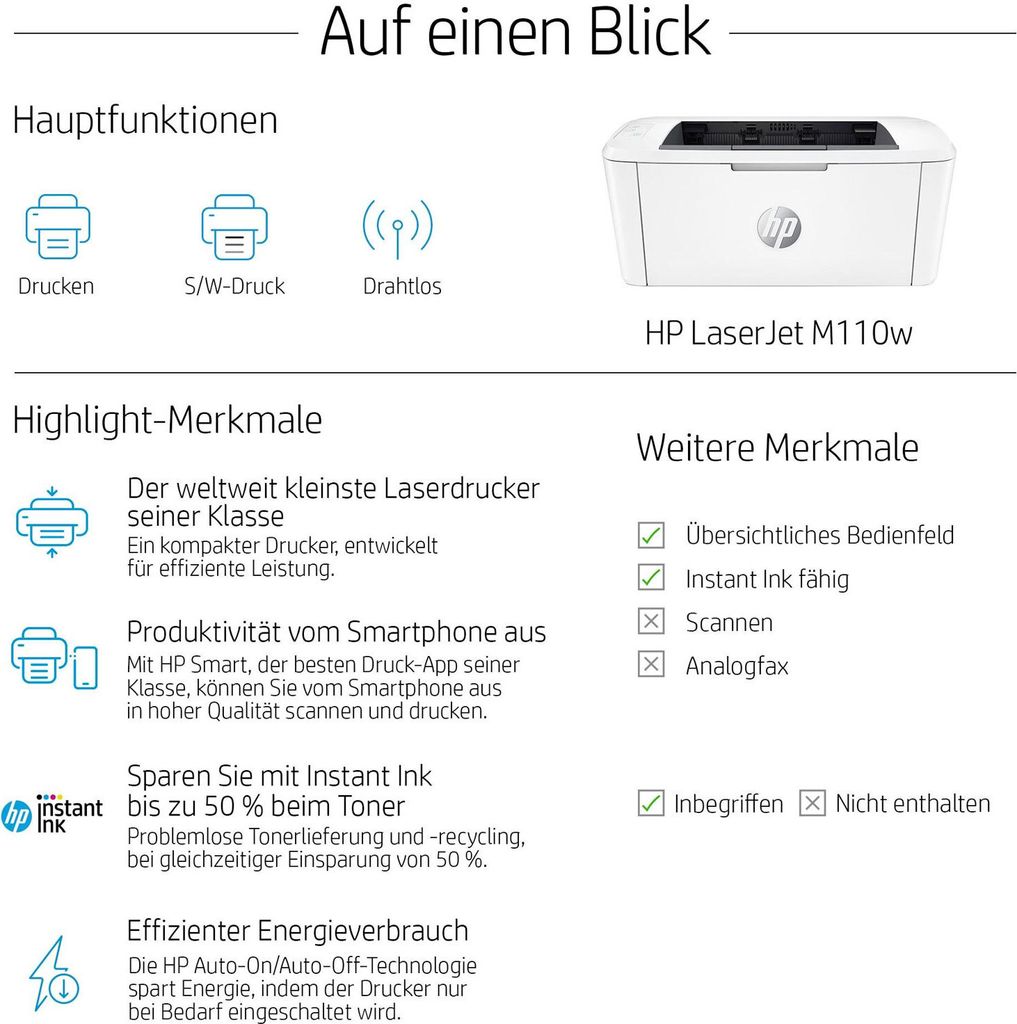 HP LaserJet M110w, Laser, 600 x 600 DPI, A4, 20 Seiten pro Produktbild 37
