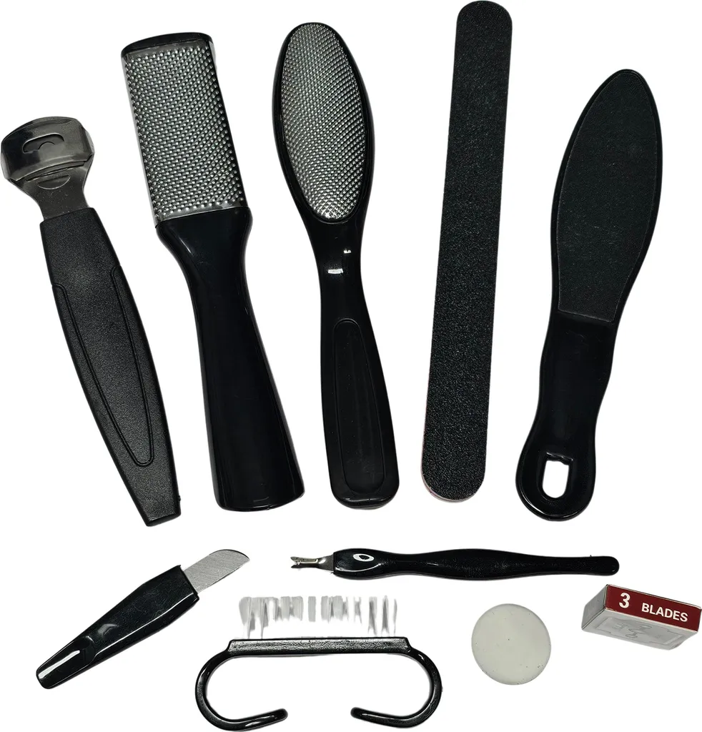 Set Professionale Manicure 8 Pezzi Nero - Strumenti Acciaio Inox