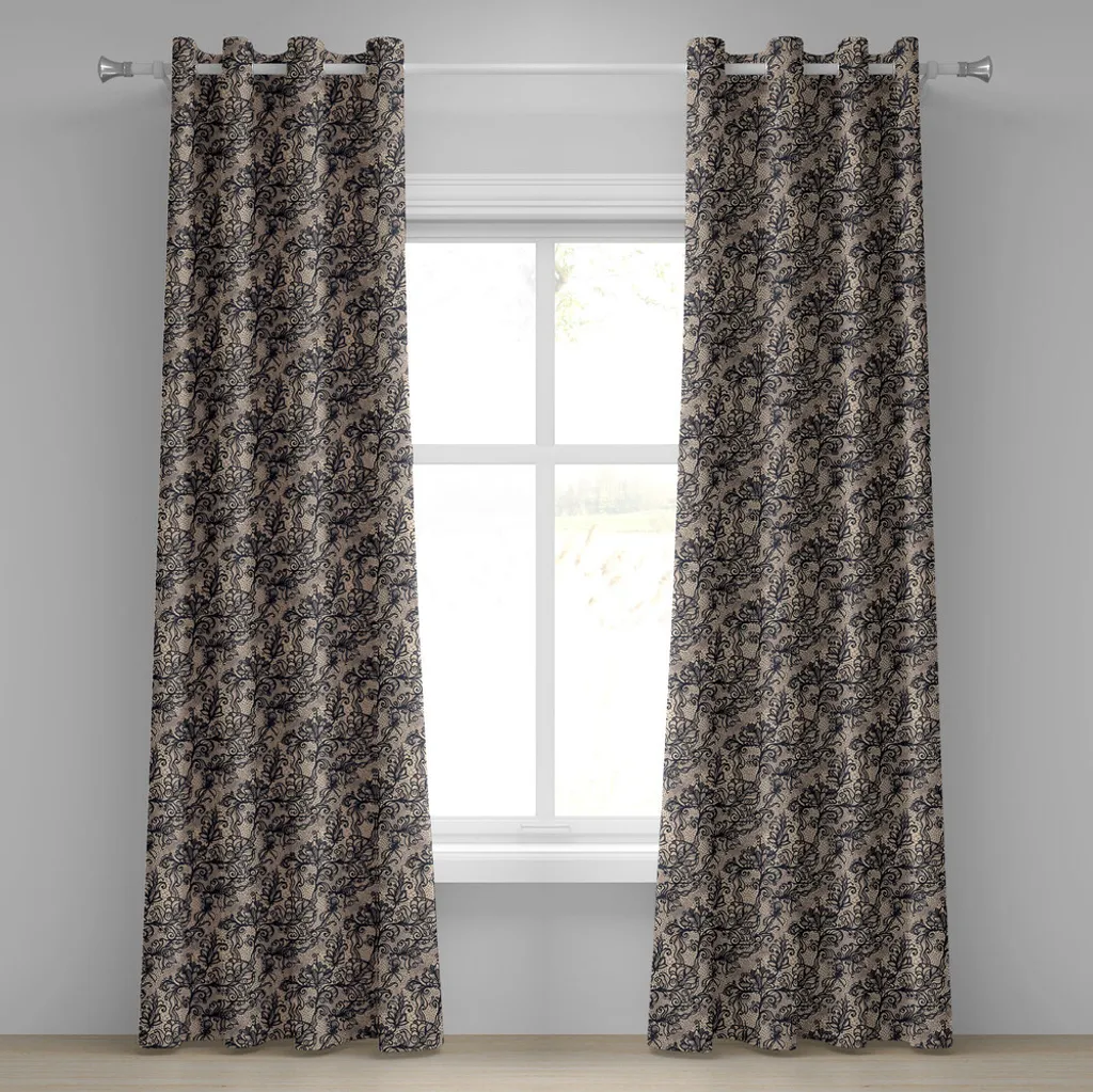 ABAKUHAUS Rideau à œillets gothique beige 280x245 cm motif floral baroque