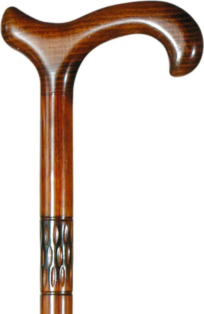 Gastrock Gehstock aus Buchenholz – Gefräste Manschette – Länge 94 cm – Dicke 16 mm – Herren und Damen – Gehstock – Derby-Griff – Ki...