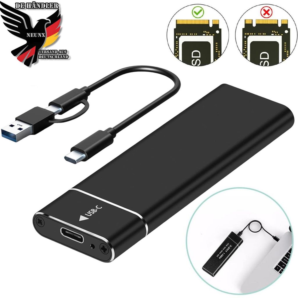 M2 SSD-Gehäuse M.2 NVMe NGFF SATA Gehäuseadapter 10 Gbit/s Produktbild 