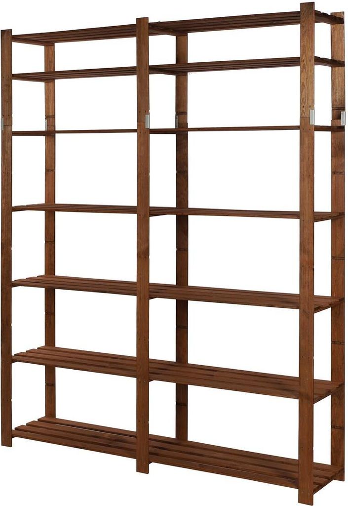 Holzregal PINEPEAK | HxBxT 220x170x38cm | 7 Fachboden | 1,2cm dickes Kiefernholz | Braun