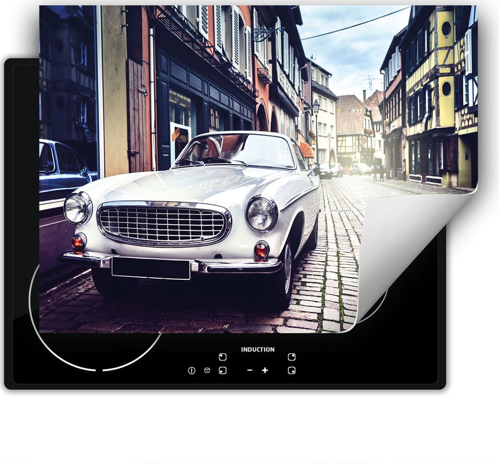 DarHaus Herdabdeckplatte 80x52 cm Anti Rutsch Matte Aufrollbar, Auto - Stadt