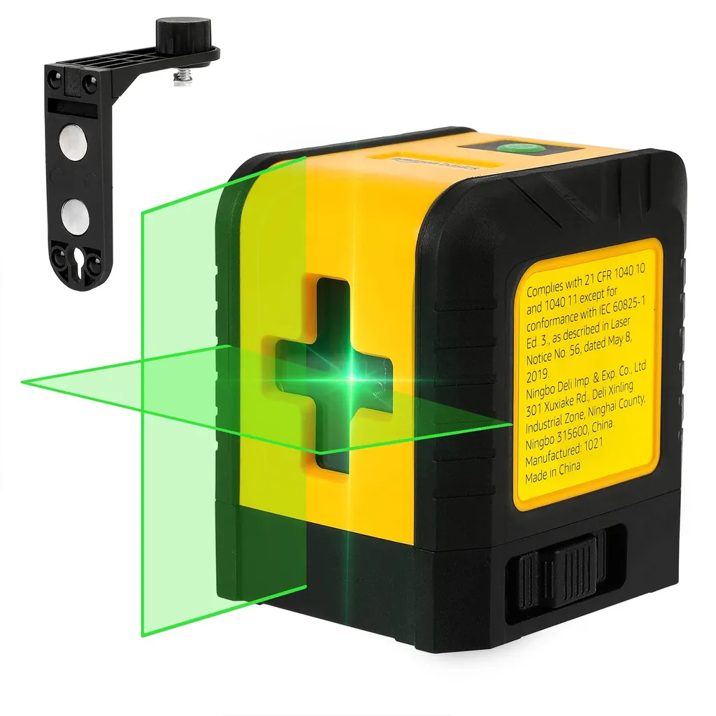 Laser à lignes en croix Amazon Basics, portée 18m, Jaune/Noir - LCV1