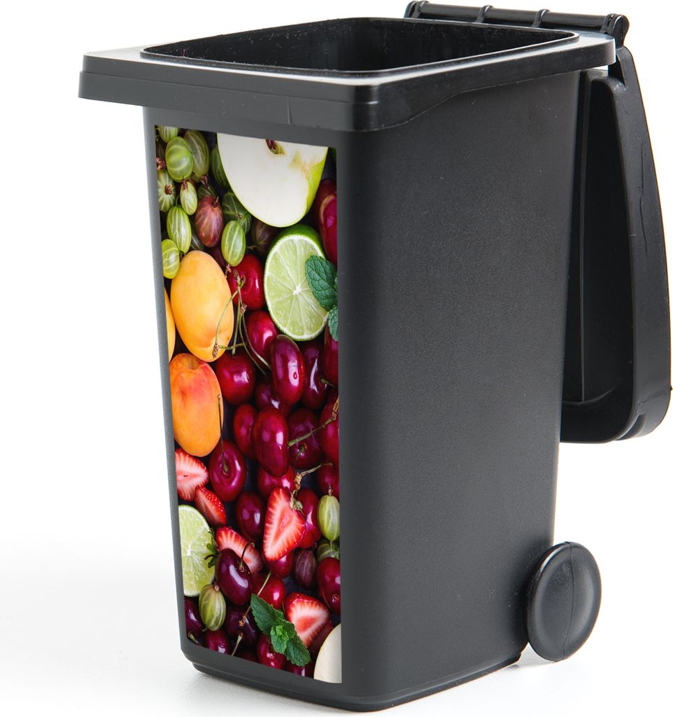 MuchoWow Mülltonnenaufkleber Obst - Farben - Sommer 44x98 cm - Containeraufkleber - Aufkleber - Mülltonnen-Aufkleber