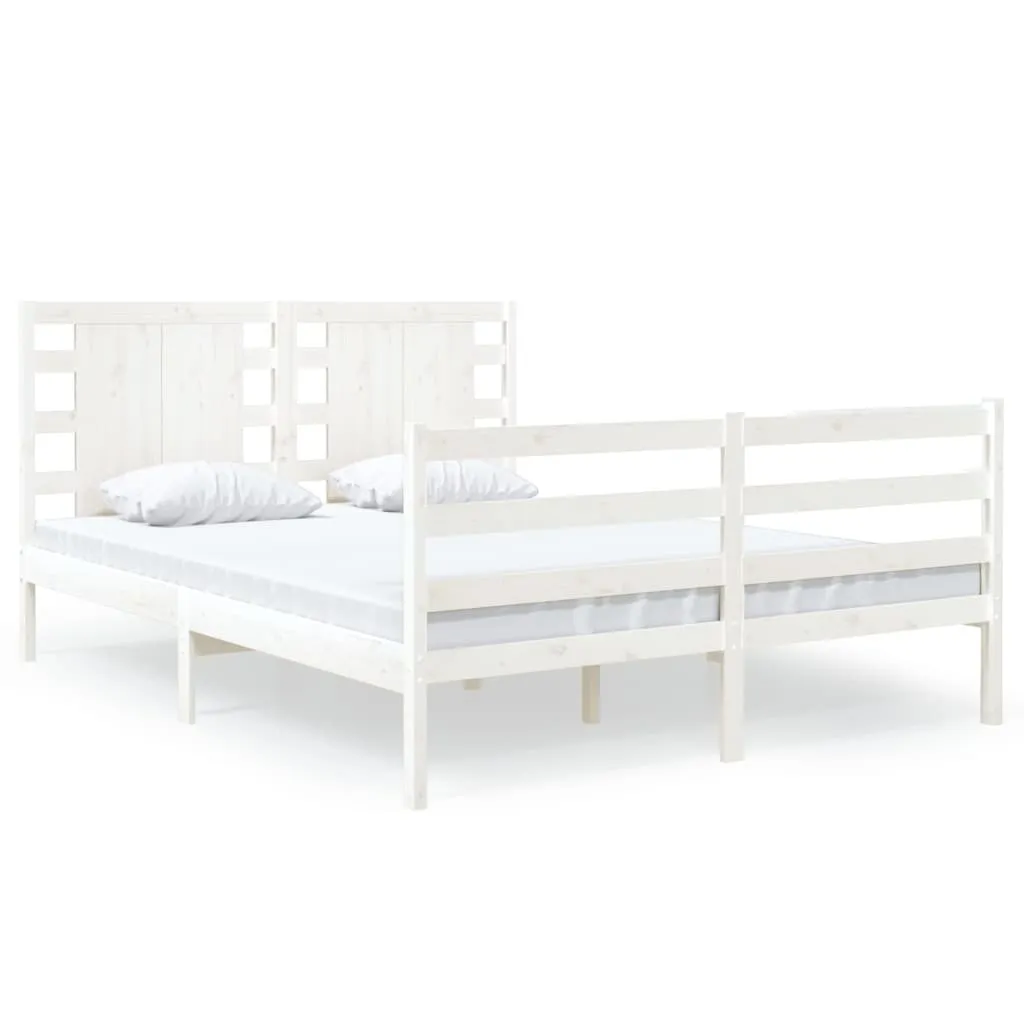 Lit 120x190 en Pin Massif Blanc - VidaXL Idéal pour Chambre d'Ado