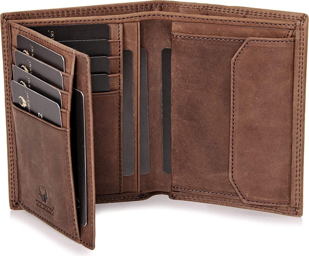 DONBOLSO Herren Geldbörse - Großes Portemonnaie mit RFID Schutz aus Leder - Geldbörse mit Kartenfach für Männer und Sichtfach für Ausweise un...