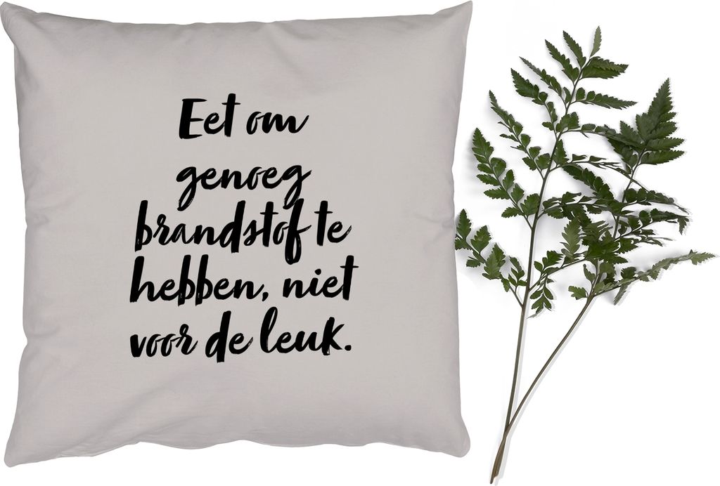 MuchoWow Zierkissen Sofakissen Wohnzimmer Dekokissen 60x60 cm Taupe - Essen, um genug Treibstoff zu haben, nicht zum Spaß - Zitat - Sitzfläche ...