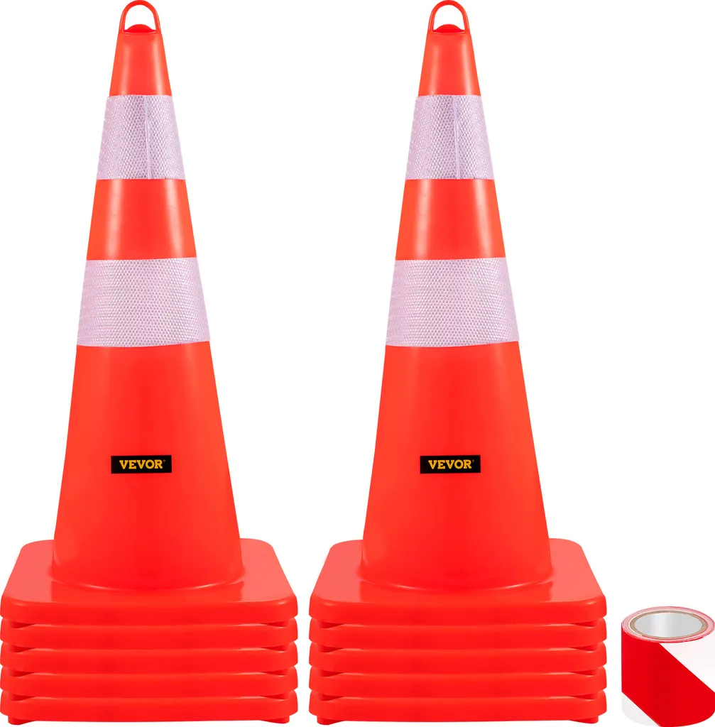 VEVOR Coni Sicurezza 28" Alta Visibilità - 10 Pezzi Base Pesante