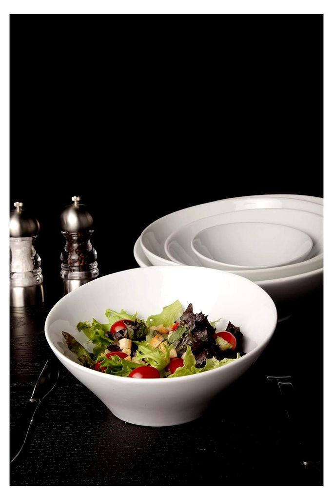 Salatschüssel aus Porzellan, Weiß, 21,8 x 10 cm, 21 cm