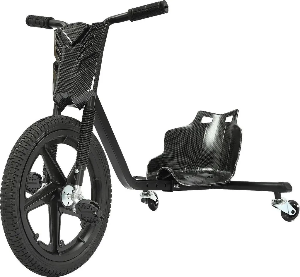 Kart à pédales loisir extérieur noir - Stable sur 3 roues jusqu'à 100kg