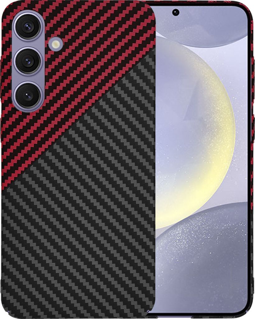 Techsuit Carbonite FiberShell Back Cover Hülle für Samsung Galaxy S24 Plus - Rot/Schwarz