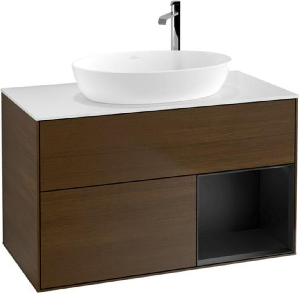 V&B Waschtischunterschrank Finion 100, Pl wh. m, Reg bla m Lac, wal ven