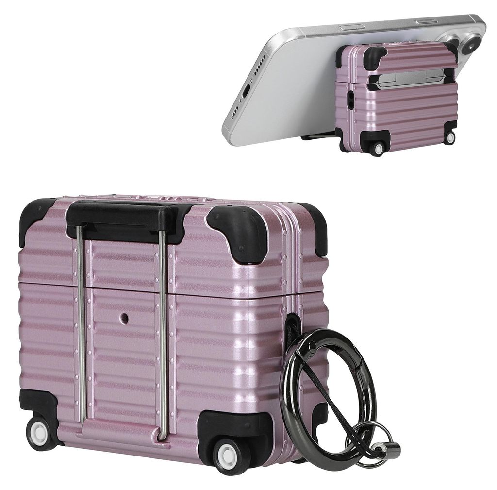 kwmobile Kopfhörer Case mit Koffer-Design kompatibel mit Apple Airpods Pro 3 Hülle - In-Ear-Kopfhörer Cover mit Handy Ständer - Violett