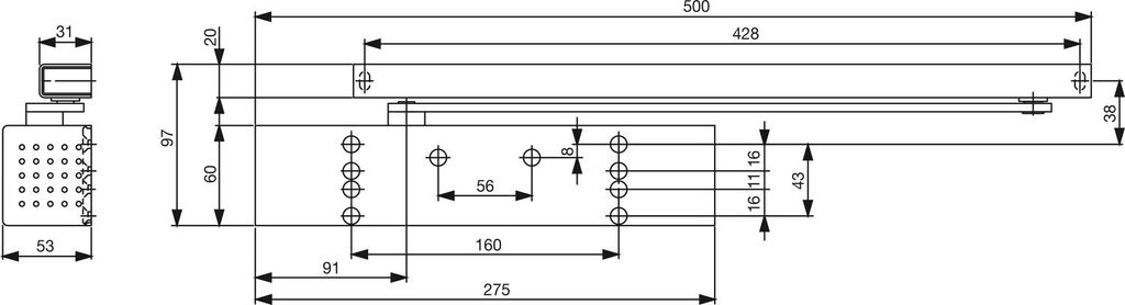 Türschließer TS 93G G-RF | Größe EN 2-5 , 1 Flügel | mit Gleitschiene und Feststellung, weiß