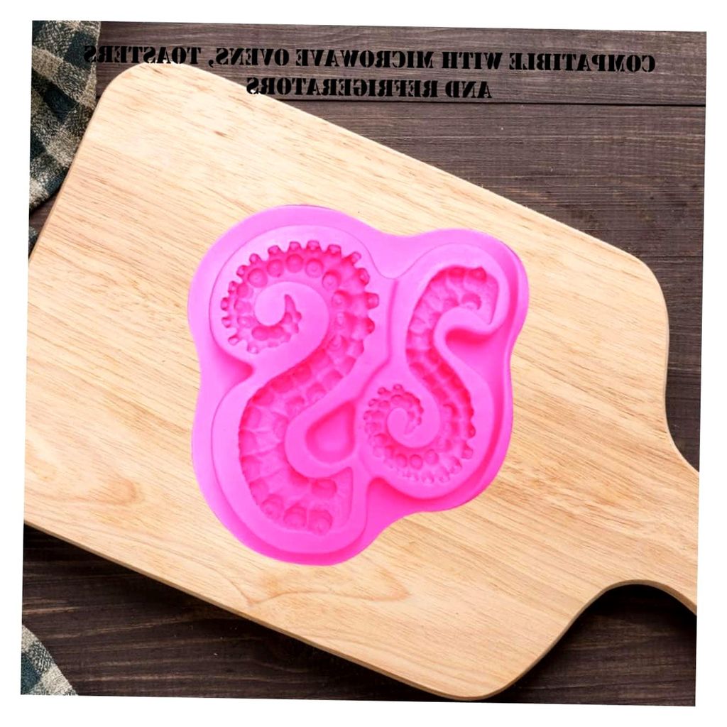 Oktopusform aus Silikon für Harz, Tintenfisch Silikonform für Tee, Seifen, Süßigkeiten, Ton, Kuchendekoration, rosa, Meerestiere