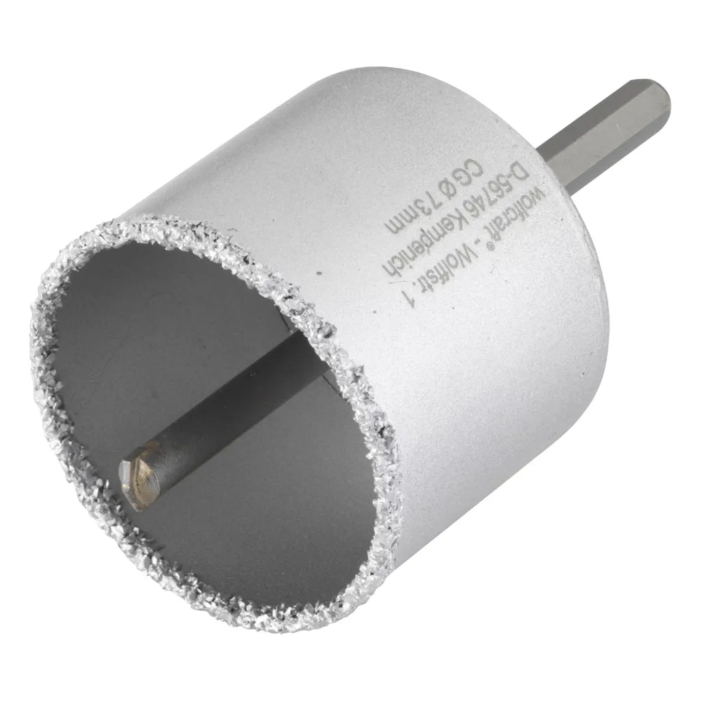 Wolfcraft Couronne de forage HM Ø 73mm avec foret centreur et tige SDS
