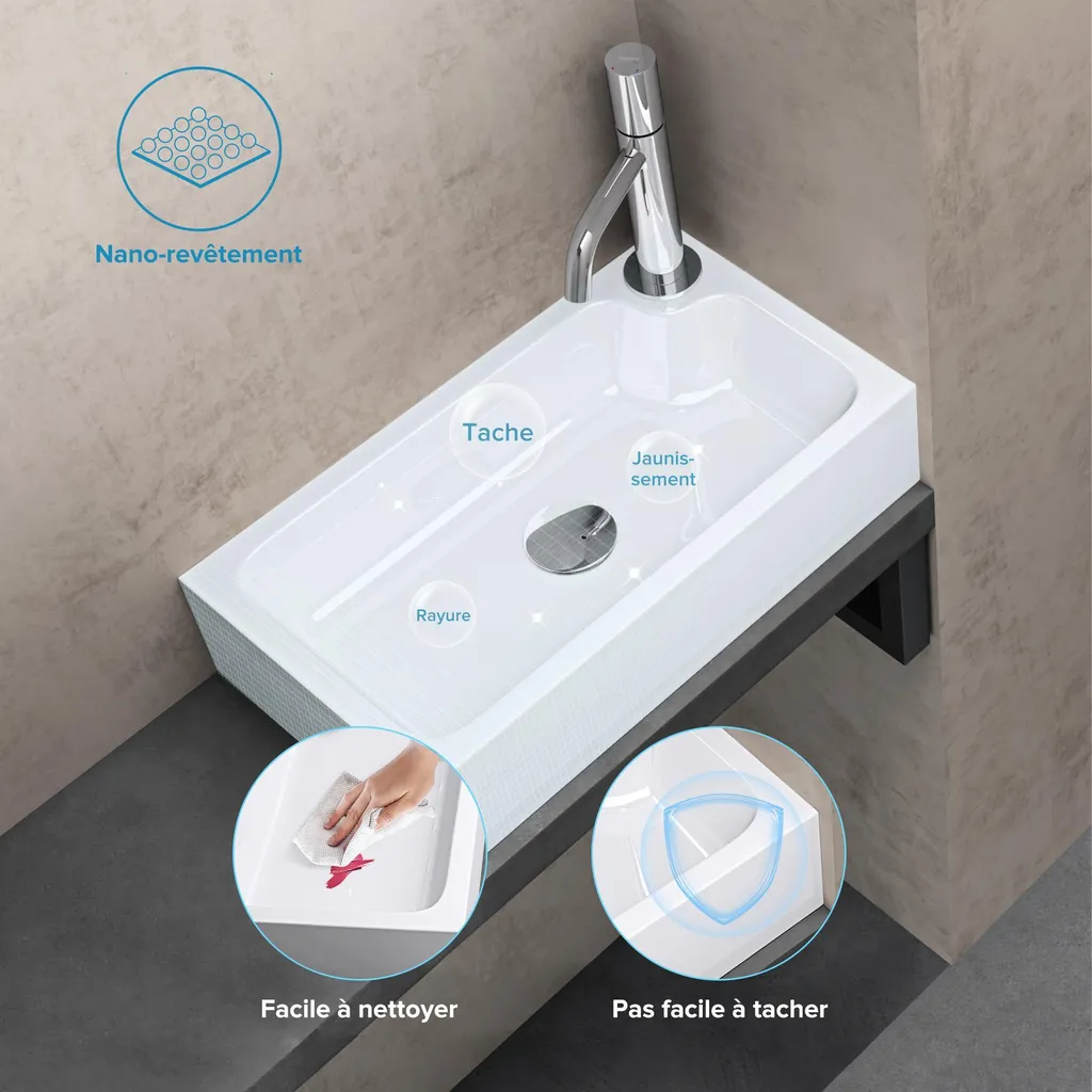 Vasque en Solid Surface Blanc Mat 46x26 Colossum101 - Petit Lavabo