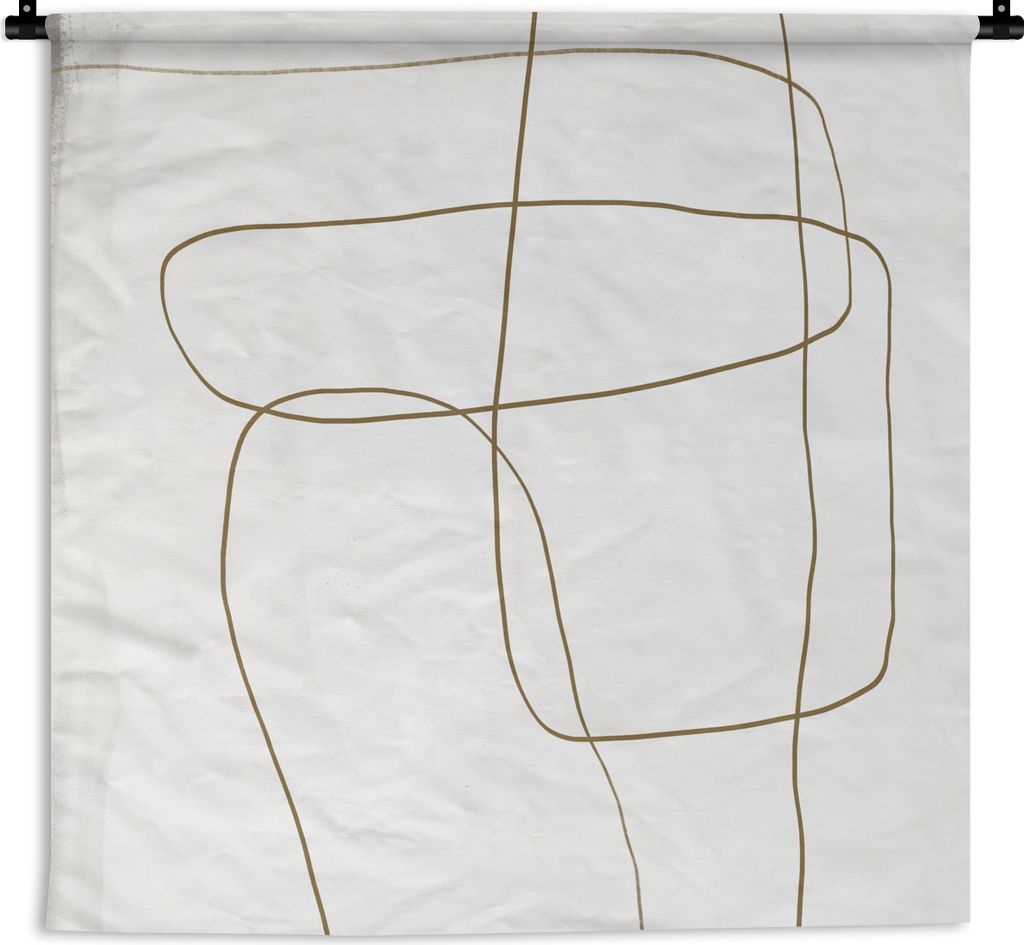 MuchoWow Wandteppich Wandbehang Abstrakt - Linien - Taupe - Design 150x150 cm Tapisserie Dekoration Wandtuch - Wohnaccessoires - Modernes