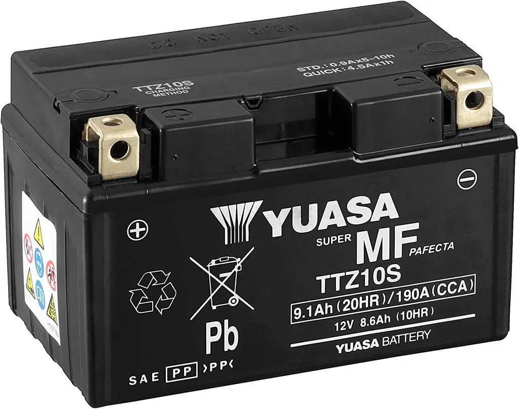 Batterie Moto 12V YUASA TTZ10S pour démarrage hivernal et forte puissance
