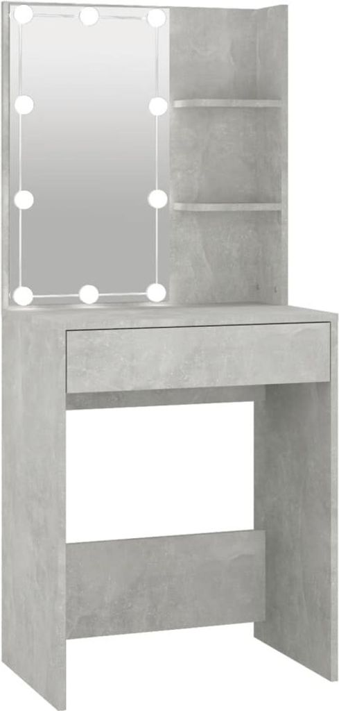 Schminktisch mit LED Betongrau 60x40x140 cm