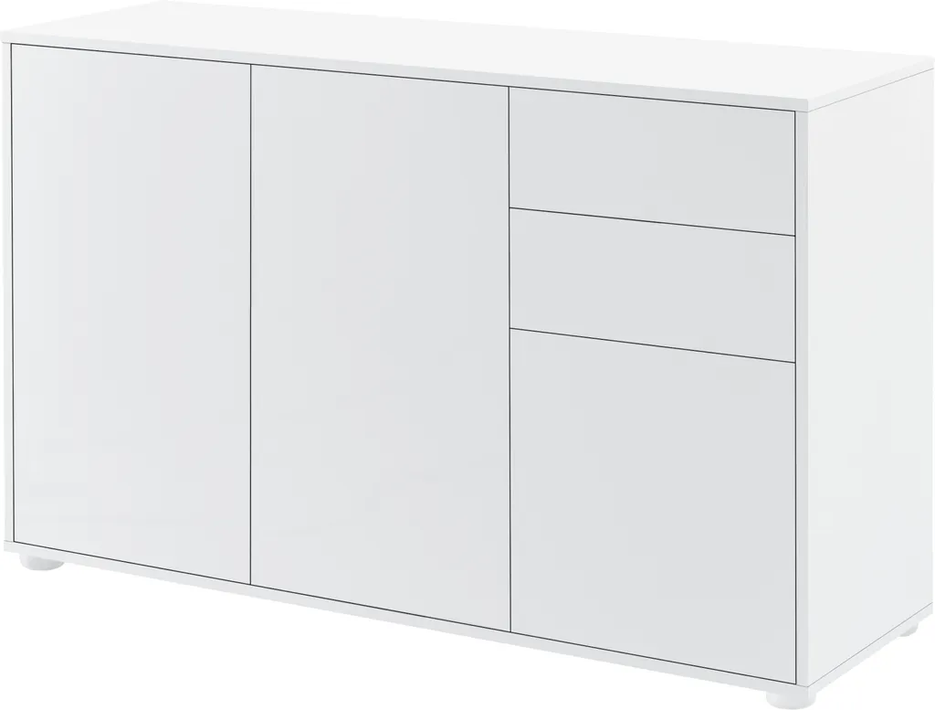 Buffet Compact Blanc Brillant 117 cm : Gagnez de la Place avec Élégance