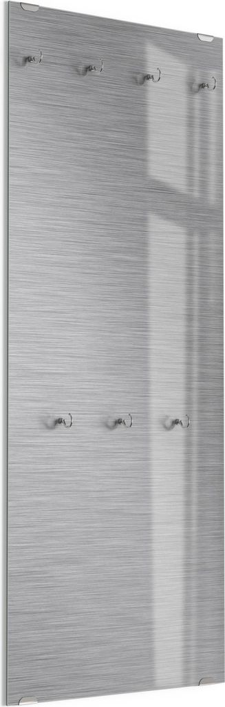 DEQORI Kleiderhaken aus Glas 50x125 cm 'Gebürsteter Stahl' Wand Garderobe Paneel Haken