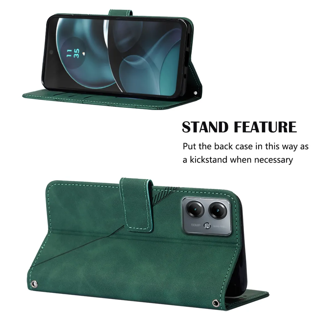 GOKEN Cover per Motorola Moto G14, Custodia Folio in Pelle Flip Wallet Libro Case con Portafoglio, Premium PU/TPU Magnetica Cover con Supporto di Stand/Carte Slot (Marrone