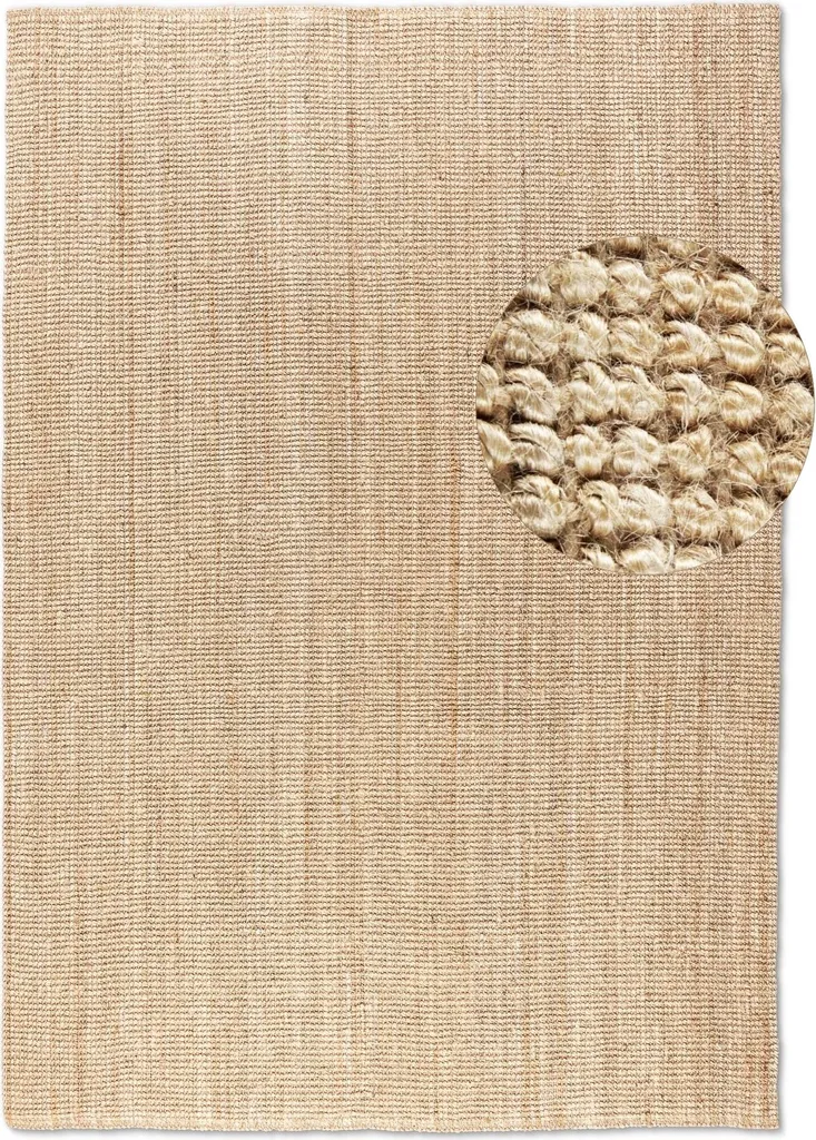 Tapis Bouclé Jute 105974 Naturel Doré 80x150 cm - Style Bohème Chic