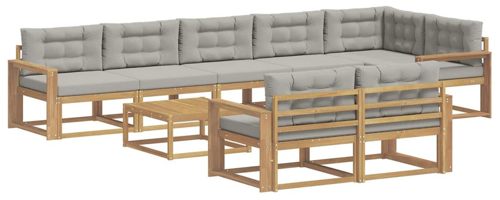 vidaXL Outdoor-Sofagarnitur 9 pcs Weiß und Hellgrau 79 x 79 x 37 cm