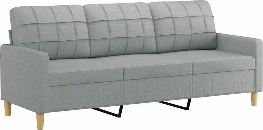 vidaXL 3-Sitzer-Sofa Hellgrau 180 cm Stoff