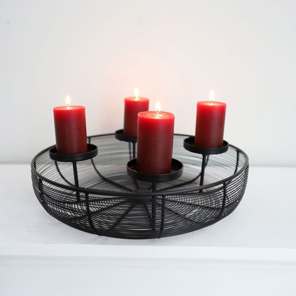Metall-Adventskranz Ø36cm mit Metallschale Weihnachtsdeko Produktbild 