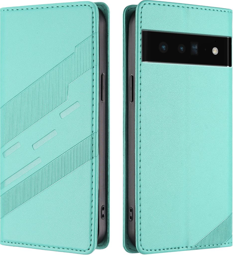 Hülle für Google Pixel 6 Pro, Kunstleder Brieftaschen Handyhülle mit Kartenfach und Standfunktion Türkis