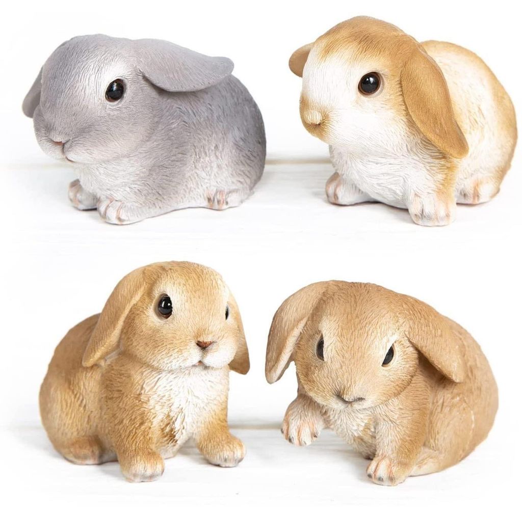 4 Osterhasen Figuren braun grau Ostern Deko - zum Produktbild 