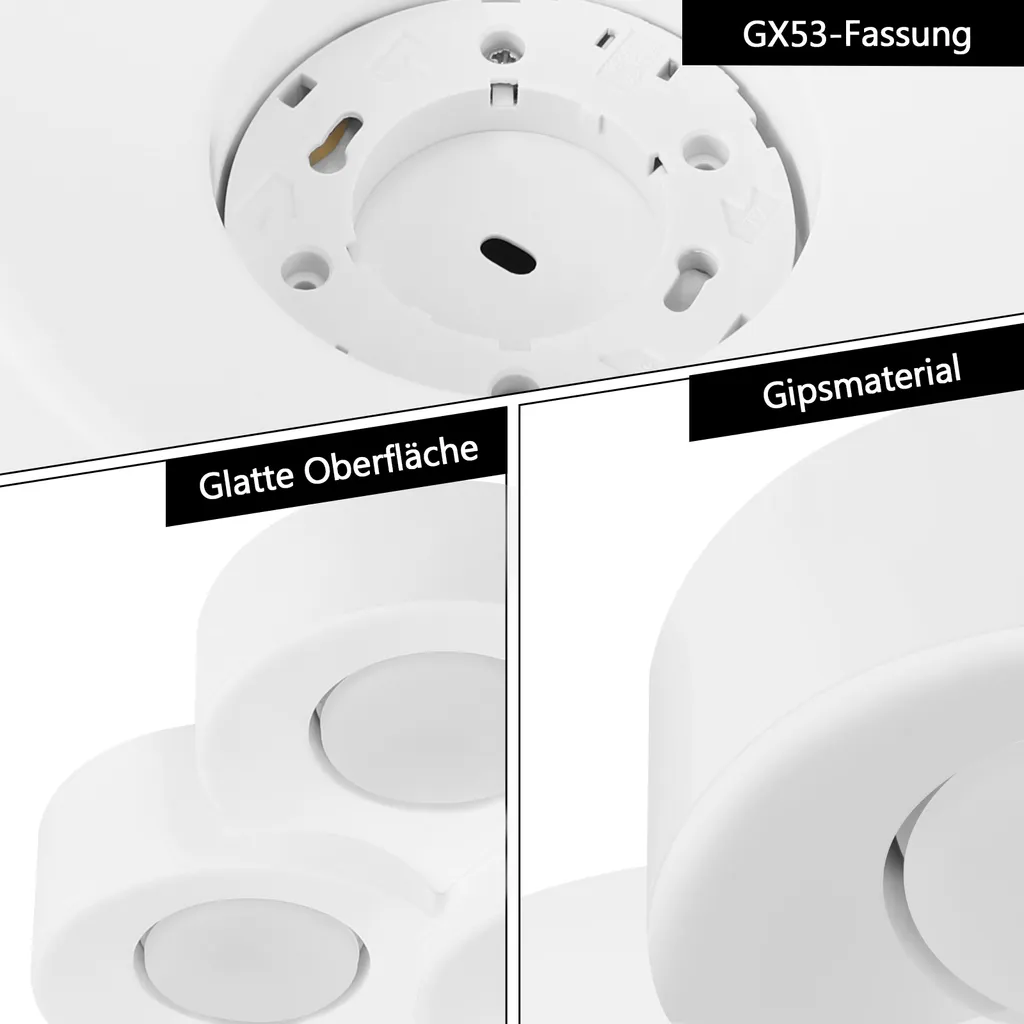 Plafoniera Moderna ZMH Bianca 3 Fiamme GX53 - Illuminazione Design - 4