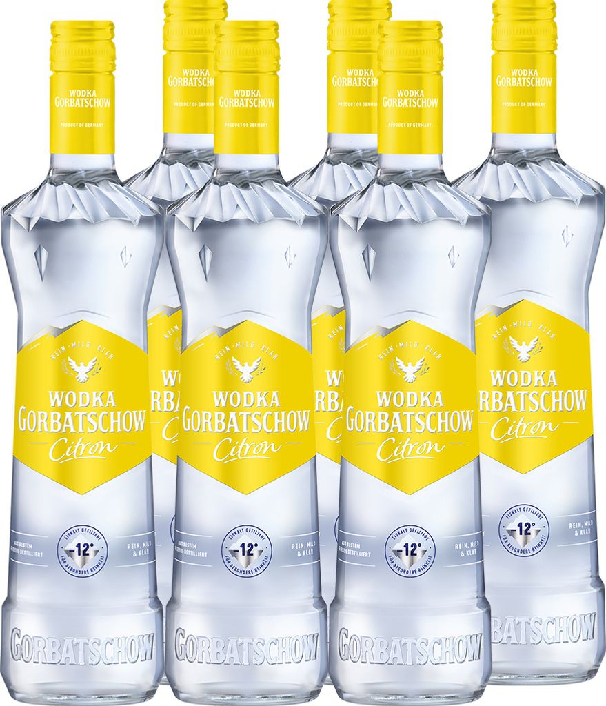 Wodka Gorbatschow Citron 37,5 Prozent vol. (6x 0,7l) Eiskalt, glasklar und absolut rein - Premium Vodka mit Zitronengeschmack, Lemon flavored Wodka
