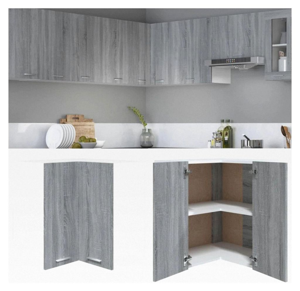 Hängender Eckschrank Lyon in Grau Sonoma 57x57x60 cm