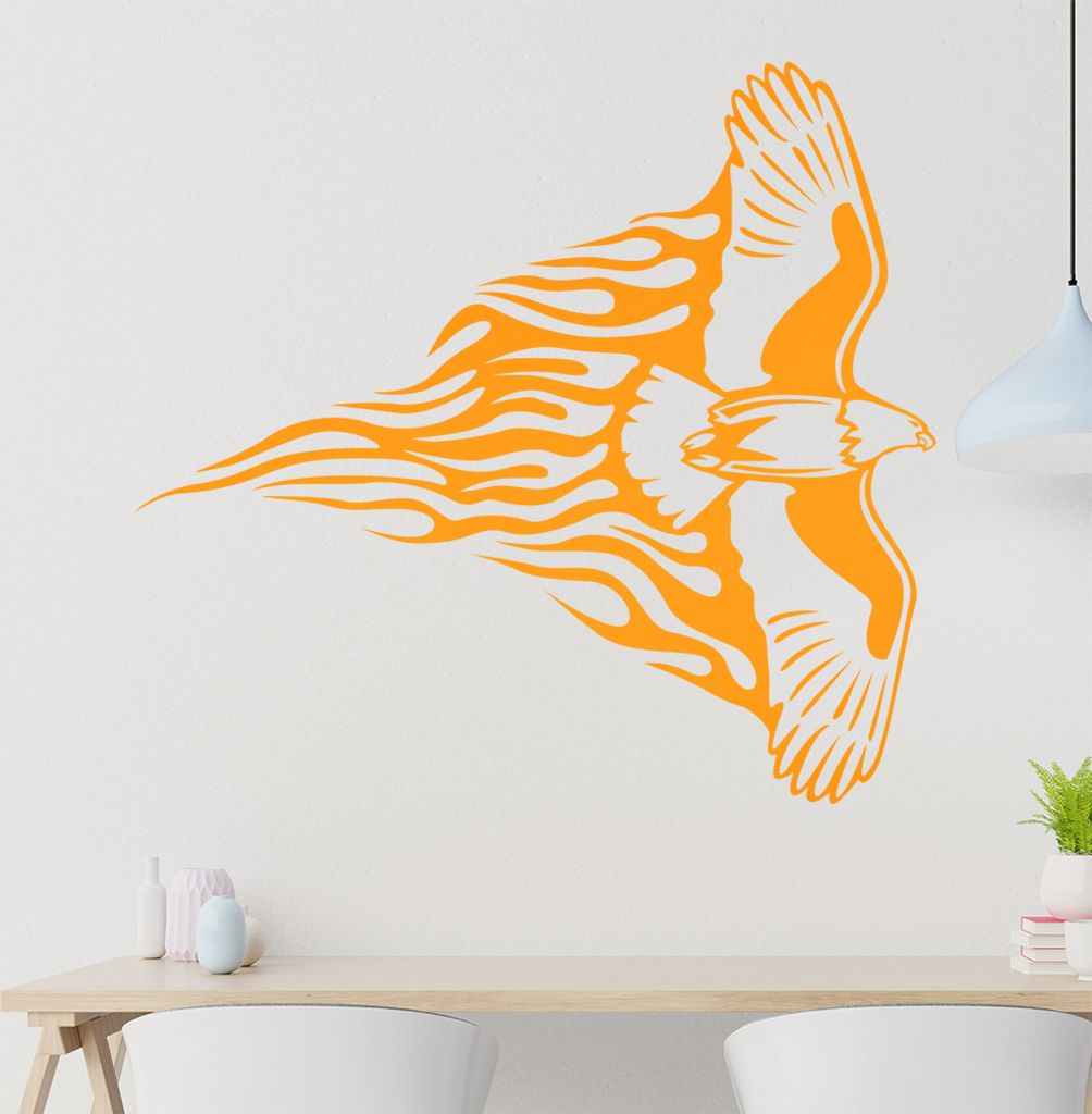 Flammen Adler Wandtattoo in 6 Größen - Wandaufkleber Wall Sticker - Dekoration, Küche, Wohnzimmer, Schlafzimmer, Badezimmer